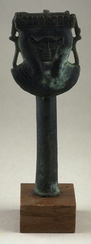 Handle Of A Sistrum With The Head Of Hathor Sky Goddess